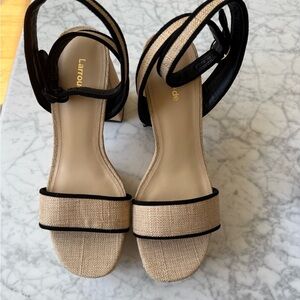 Larroude Black and Tan Women's Sandals